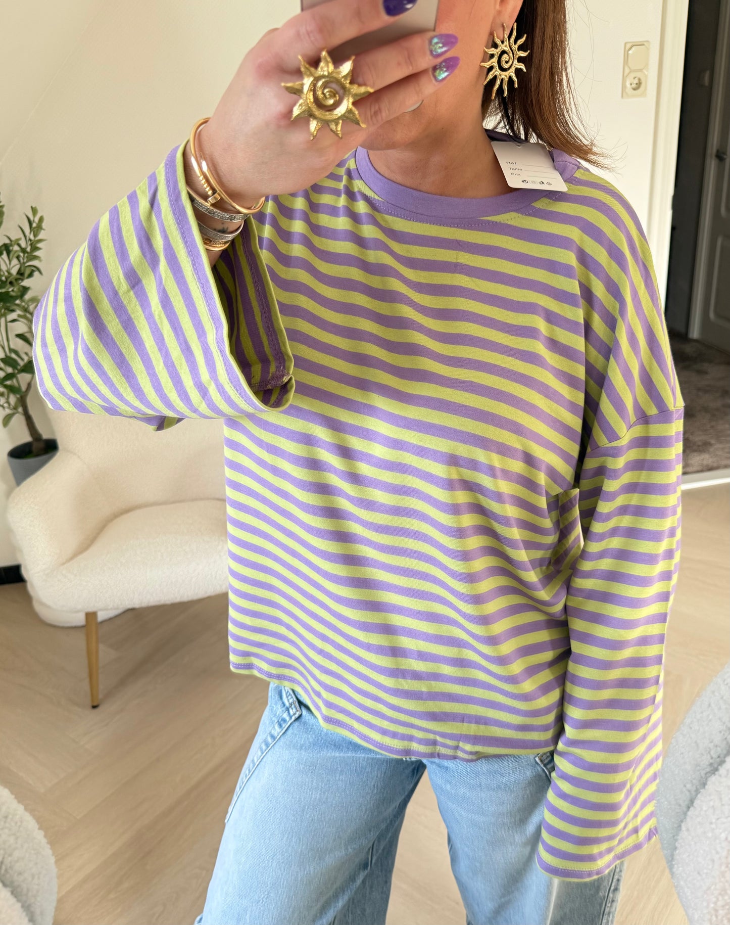Longsleeve paars met groen