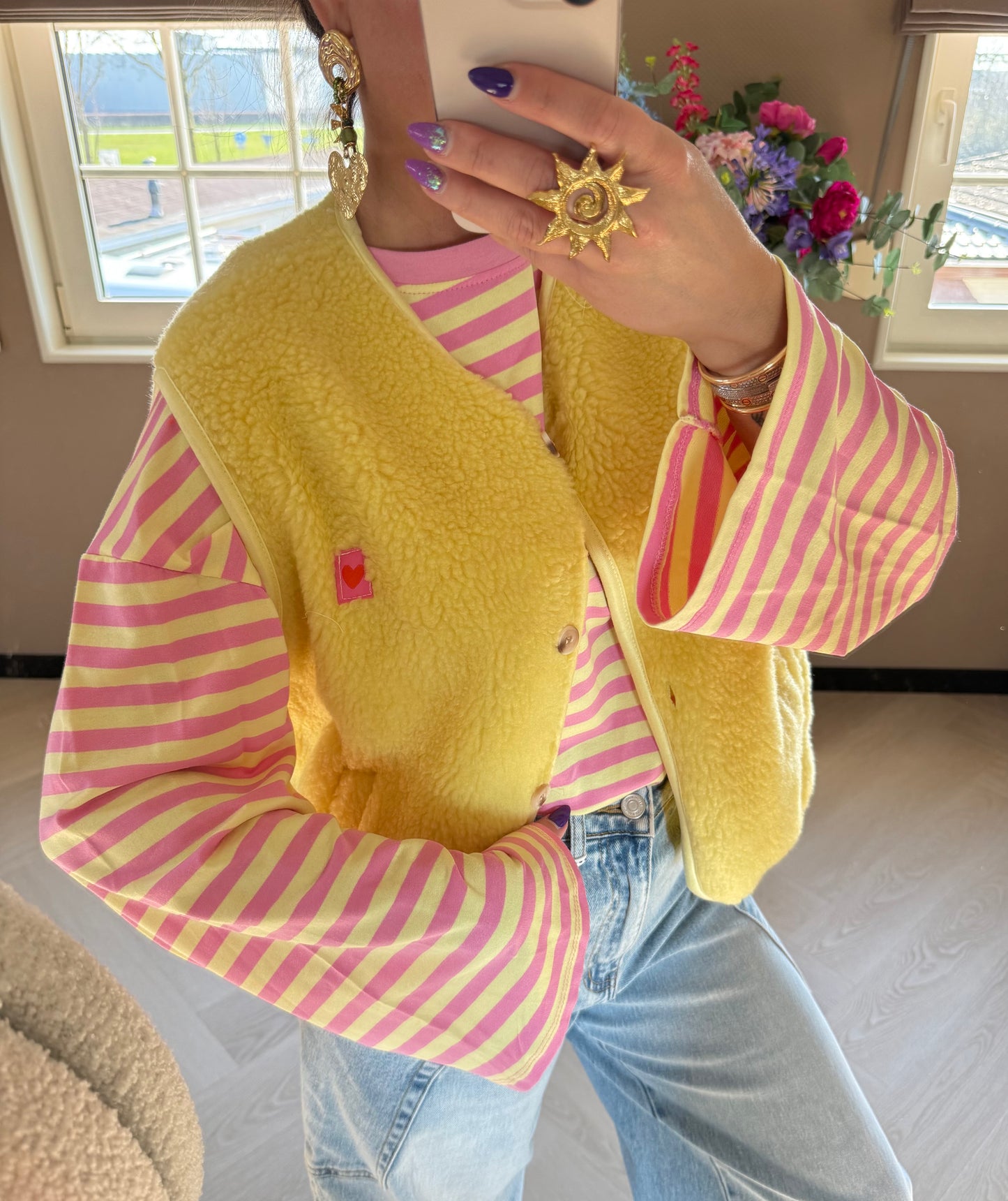 teddy gilet geel
