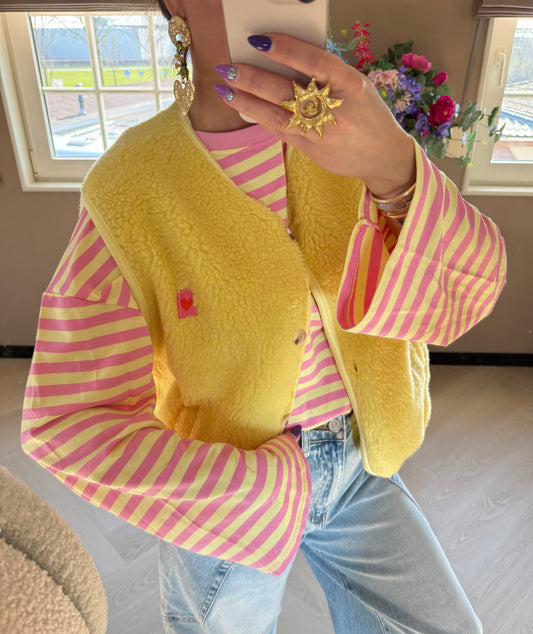 teddy gilet geel
